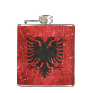 Vintage Aged and Scratched Flag of Albania Flask