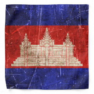 Vintage Aged and Scratched Flag of Cambodia Bandana