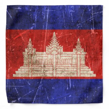 Vintage Aged And Scratched Flag Of Cambodia Bandana by UniqueFlags at Zazzle