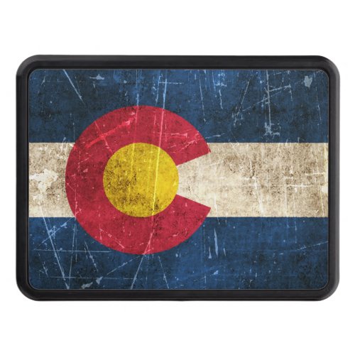 Vintage Aged and Scratched Flag of Colorado Hitch Cover