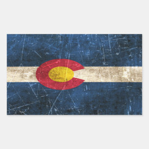 Vintage Aged and Scratched Flag of Colorado Rectangular Sticker