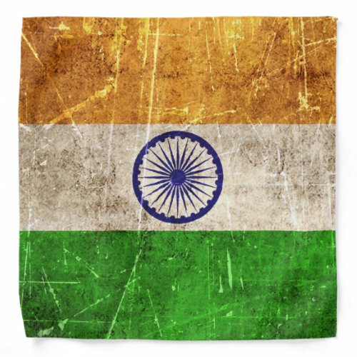 Vintage Aged and Scratched Flag of India Bandana