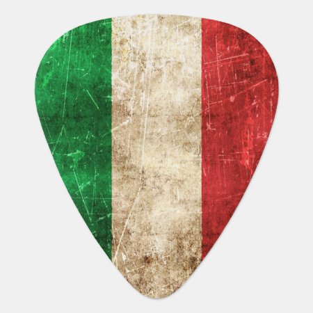 Vintage Aged And Scratched Flag Of Italy Guitar Pick