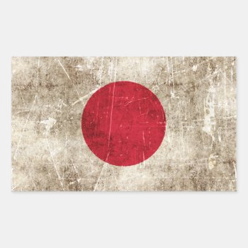 Vintage Aged And Scratched Flag Of Japan Rectangular Sticker by UniqueFlags at Zazzle