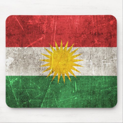 Vintage Aged and Scratched Flag of Kurdistan Mouse Pad