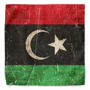 Vintage Aged and Scratched Flag of Libya Bandana