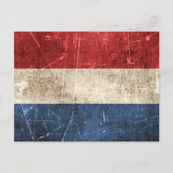 Vintage Aged And Scratched Flag Of Netherlands Postcard by UniqueFlags at Zazzle