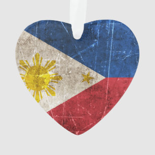 Vintage Aged and Scratched Flag of Philippines Ornament