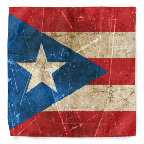 Vintage Aged and Scratched Flag of Puerto Rico Bandana