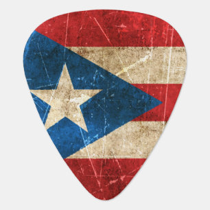 Vintage Aged and Scratched Flag of Puerto Rico Guitar Pick