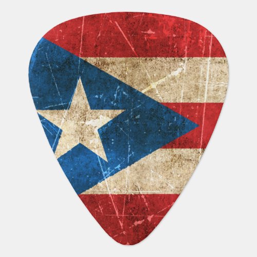 Vintage Aged and Scratched Flag of Puerto Rico Guitar Pick