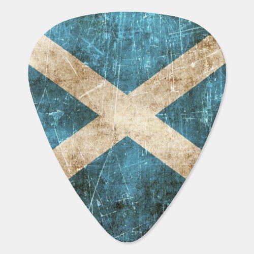 Vintage Aged and Scratched Flag of Scotland Guitar Pick