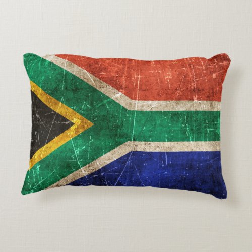 Vintage Aged and Scratched Flag of South Africa Decorative Pillow