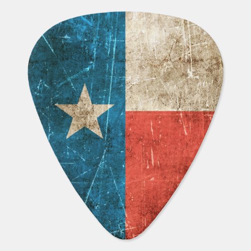 Vintage Aged and Scratched Flag of Texas Guitar Pick