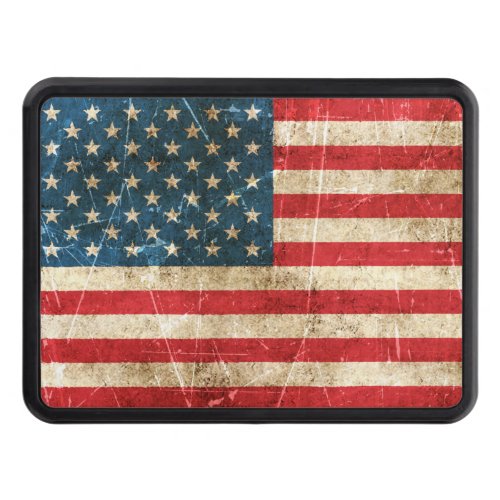 Vintage Aged and Scratched Flag of United States Hitch Cover