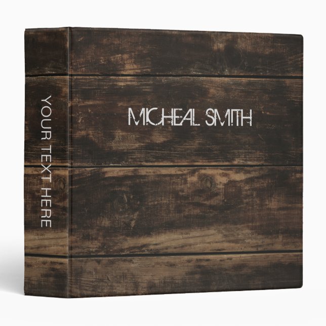 Vintage aged brown wooden 3 ring binder (Front/Spine)