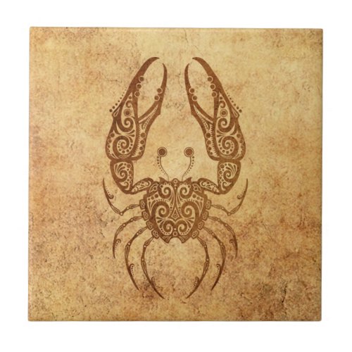Vintage Aged Cancer Zodiac Ceramic Tile