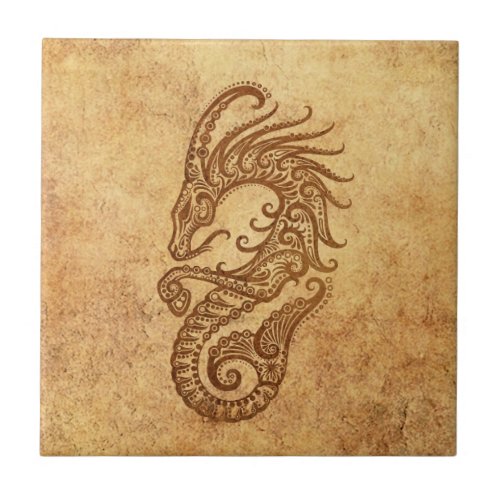 Vintage Aged Capricorn Zodiac Tile