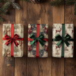 Vintage Aged christmas Patterns Wrapping Paper Sheets<br><div class="desc">This design may be personalized by choosing the Edit Design option. You may also transfer onto other items. Contact me at colorflowcreations@gmail.com or use the chat option at the top of the page if you wish to have this design on another product or need assistance with this design. I am...</div>