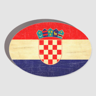 Vintage Aged Croatian Flag Car Magnet