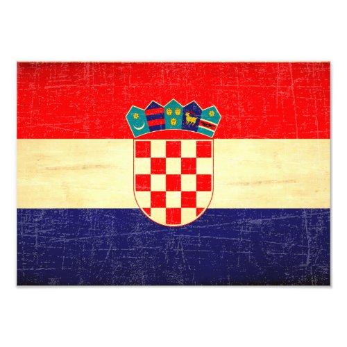 Vintage Aged Croatian Flag Photo Print