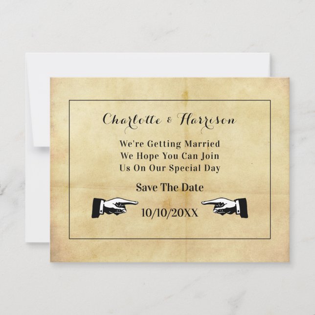 Vintage Aged Distress Style Save The Date (Front)