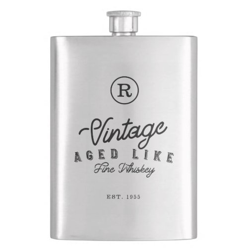 Vintage Aged Like Fine Whiskey Monogram  Est Year Flask