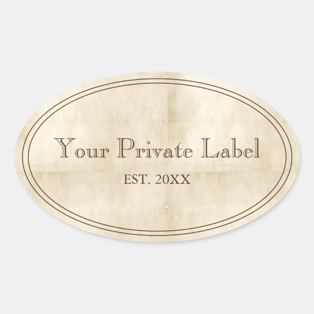 Vintage Aged Parchment Your Private Label Oval (Front)