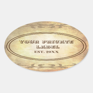Vintage Aged Parchment Your Private Label Oval