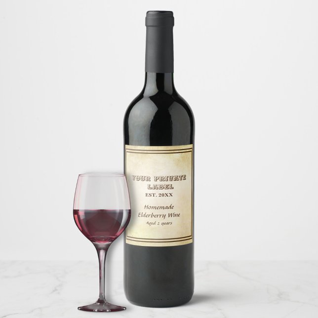 Vintage Aged Parchment Your Private Label Wine  (Creator Uploaded)