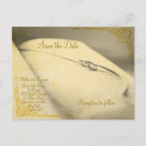 Vintage Aged Photo Style Save the Date Wedding Postcard