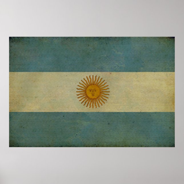 Vintage aged retro Argentina flag Poster (Front)