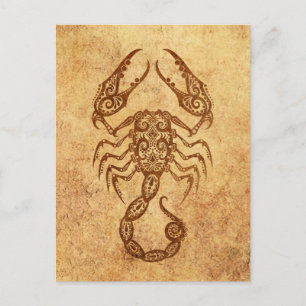Vintage Aged Scorpio Zodiac Postcard