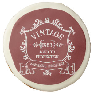 Vintage Aged to Perfection Any Age Birthday Sugar Cookie