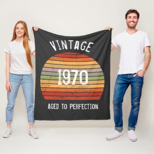 Vintage Aged To Perfection Birth Year Retro Sunset Fleece Blanket