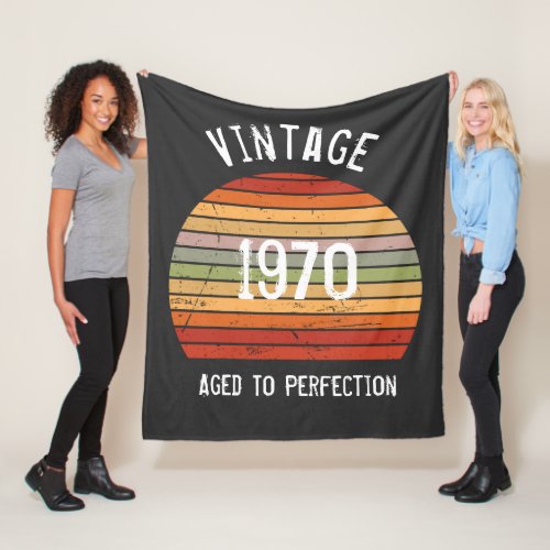 Vintage Aged To Perfection Birth Year Retro Sunset Fleece Blanket