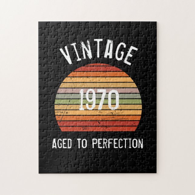 Vintage Aged To Perfection Birth Year Retro Sunset Jigsaw Puzzle (Vertical)