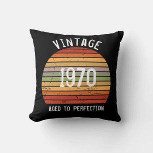 Vintage Aged To Perfection Birth Year Retro Sunset Throw Pillow
