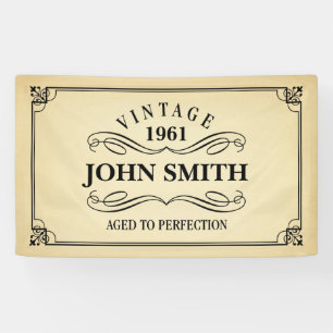 Vintage Aged to Perfection Birthday Banner