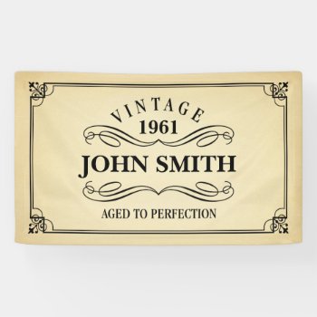 Vintage Aged To Perfection Birthday Banner by giftcy at Zazzle