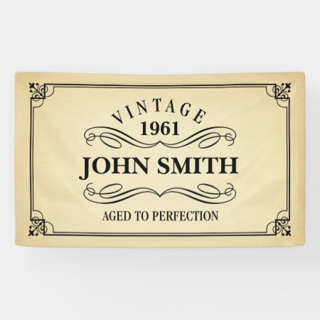 Vintage Aged To Perfection Birthday Banner