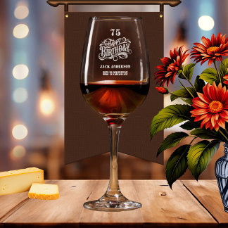 Vintage Aged to Perfection Birthday Etched Wine Glass