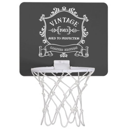 Vintage Aged to Perfection Birthday Year Mini Basketball Hoop