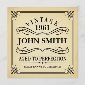 Vintage Aged To Perfection Funny Birthday Invite by giftcy at Zazzle