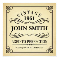 Vintage Aged to Perfection Funny Birthday Invite