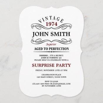 Vintage Aged To Perfection Funny Birthday Invite by giftcy at Zazzle