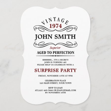 Vintage Aged To Perfection Funny Birthday Invite