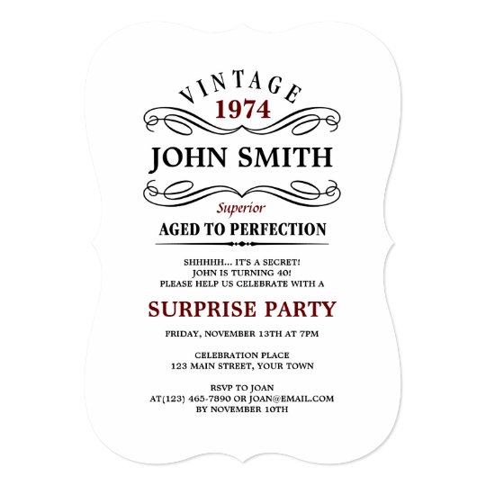 Vintage Aged To Perfection Funny Birthday Invite Zazzle Com Aged To Perfection Invitation Template Free