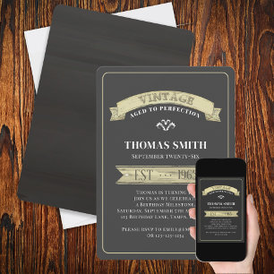 Vintage Aged to Perfection Modern Trendy Birthday Invitation