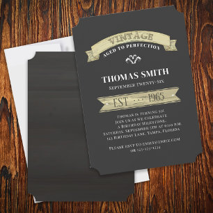 Vintage Aged to Perfection Modern Trendy Birthday Invitation